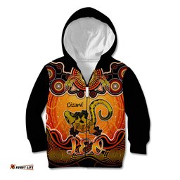 Personalised Australia Leo Lizard Zodiac Kid Hoodie Auz Astrology Aboriginal Red