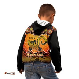 Personalised Australia Leo Lizard Zodiac Kid Hoodie Auz Astrology Aboriginal Red