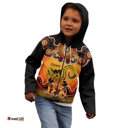Personalised Australia Leo Lizard Zodiac Kid Hoodie Auz Astrology Aboriginal Red