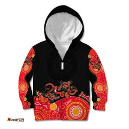 Australia Aboriginal Kid Hoodie Lizard Red