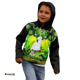 Personalised Australia Libra Cockatoo Zodiac Kid Hoodie Auz Astrology Aboriginal Green