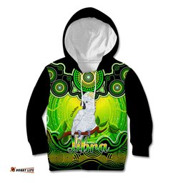 Personalised Australia Libra Cockatoo Zodiac Kid Hoodie Auz Astrology Aboriginal Green