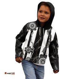 Custom Text And Number Collingwood Football Kid Hoodie Proud To Be Magpies Aboriginal Version
