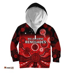 Custom Text And Number Renegades Cricket Hoodie KID Melbourne Gradient Aboriginal Art