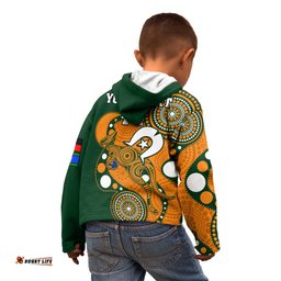 Custom Text And Number Wallabies Rugby NAIDOC Kid Hoodie Aboriginal Camouflage Lest We Forget