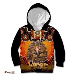 Personalised Australia Virgo Echidna Zodiac Kid Hoodie Auz Astrology Aboriginal Red