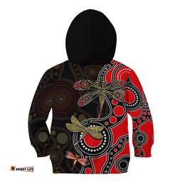 Aboriginal Dragonfly Kid Hoodie Red Style