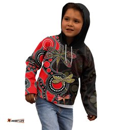 Aboriginal Dragonfly Kid Hoodie Red Style