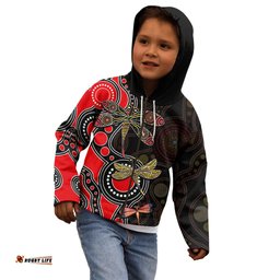 Aboriginal Dragonfly Kid Hoodie Red Style
