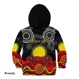 Custom Personalised Australian Indigenous Kid Hoodie Kangaroos Circle Aboriginal Art