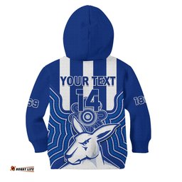 Custom Text And Number Melbourne Football Hoodie KID North Kangaroos 1869 Aboriginal Art
