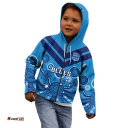 NSW Rugby Kid Hoodie Blues Aboriginal Art