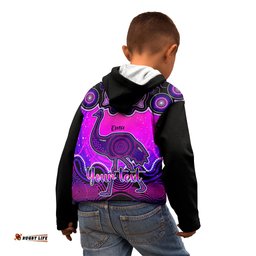 Personalised Australia Aquarius Emu Zodiac Kid Hoodie Auz Astrology Aboriginal Magenta