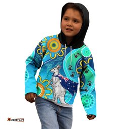 Personalised Australia Kangaroo Kid Hoodie Aboriginal Tribal Art Stylization