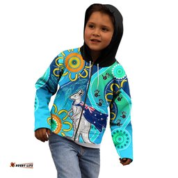 Personalised Australia Kangaroo Kid Hoodie Aboriginal Tribal Art Stylization