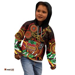 Custom Dolphins Rugby Aboriginal Art Kid Hoodie NAIDOC Indigenous Tribal