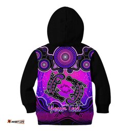 Personalised Australia Pisces Platypus Zodiac Kid Hoodie Auz Astrology Aboriginal Magenta