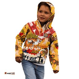Personalised Tigers ANZAC Day Kid Hoodie Aboriginal Rising Sun