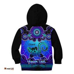 Personalised Australia Leo Lizard Zodiac Kid Hoodie Auz Astrology Aboriginal Blue