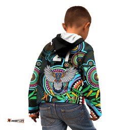 Custom Magpies Football Aboriginal Art Kid Hoodie NAIDOC Indigenous Tribal