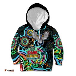 Custom Magpies Football Aboriginal Art Kid Hoodie NAIDOC Indigenous Tribal