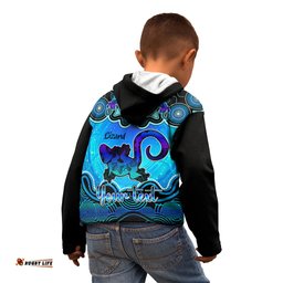 Personalised Australia Leo Lizard Zodiac Kid Hoodie Auz Astrology Aboriginal Aqua
