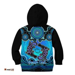 Personalised Australia Pisces Platypus Zodiac Kid Hoodie Auz Astrology Aboriginal Aqua