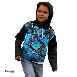 Personalised Australia Pisces Platypus Zodiac Kid Hoodie Auz Astrology Aboriginal Aqua