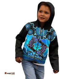 Personalised Australia Pisces Platypus Zodiac Kid Hoodie Auz Astrology Aboriginal Aqua