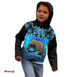 Personalised Australia Taurus Wombat Zodiac Kid Hoodie Auz Astrology Aboriginal Aqua