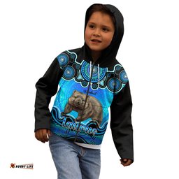 Personalised Australia Taurus Wombat Zodiac Kid Hoodie Auz Astrology Aboriginal Aqua