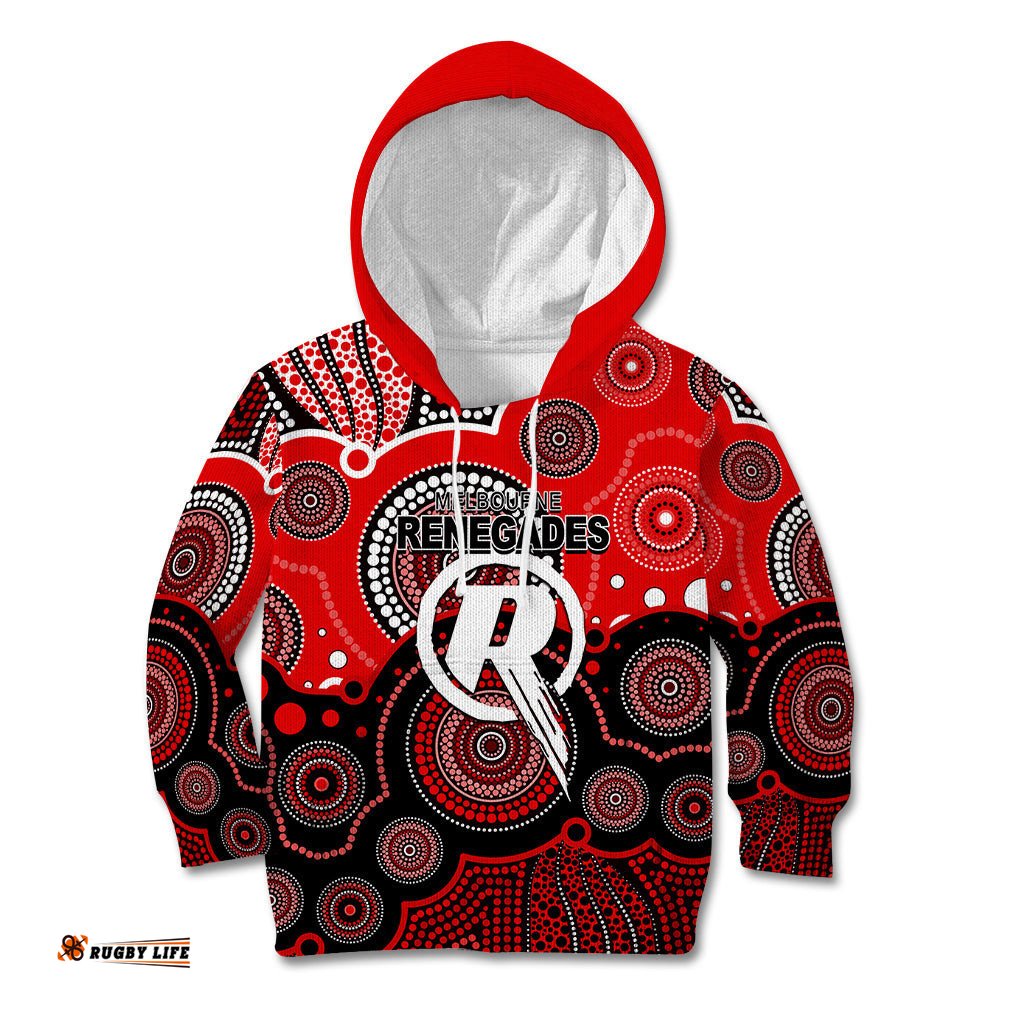 Custom Text And Number Renegades BBL Kid Hoodie Aboriginal Patterns