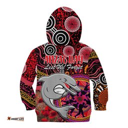 Dolphins Rugby ANZAC Kid Hoodie Aboriginal Military and Poppy Flowers