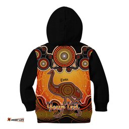 Personalised Australia Aquarius Emu Zodiac Kid Hoodie Auz Astrology Aboriginal Red