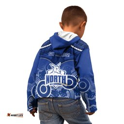 North Melbourne Football Kid Hoodie Kangaroos Aboriginal Mix Polynesian Pattern