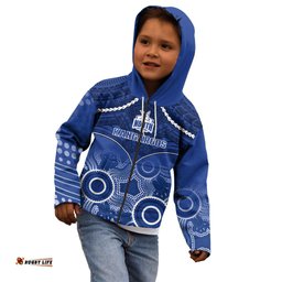 North Melbourne Football Kid Hoodie Kangaroos Aboriginal Mix Polynesian Pattern