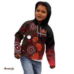 Custom Text And Number Australia Indigenous Rugby Kid Hoodie All Stars Aboriginal Turtle