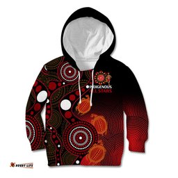 Custom Text And Number Australia Indigenous Rugby Kid Hoodie All Stars Aboriginal Turtle