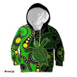 Aboriginal Turtle Kid Hoodie Green Style