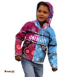 Custom Text And Number NSW Combine QLD State of Origin Kid Hoodie New South Wales and Queensland Aboriginal