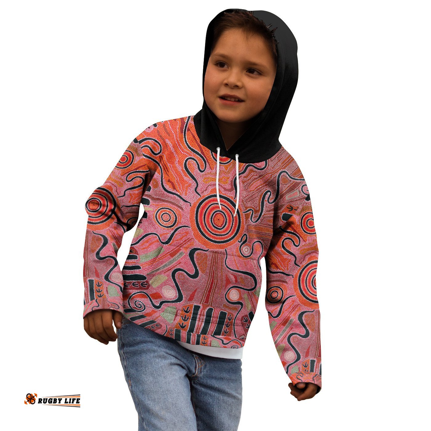 Aboriginal Kid Hoodie Indigenous Footprint Landscape