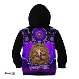 Personalised Australia Virgo Echidna Zodiac Kid Hoodie Auz Astrology Aboriginal Purple