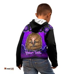 Personalised Australia Virgo Echidna Zodiac Kid Hoodie Auz Astrology Aboriginal Purple