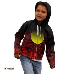 Aboriginal Kid Zip Up Hoodie Indigenous Flag Grunge Style