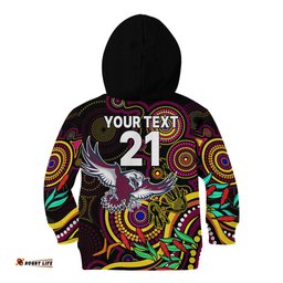 Custom Sea Eagles Rugby Aboriginal Art Kid Hoodie NAIDOC Indigenous Tribal