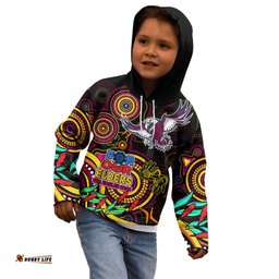 Custom Sea Eagles Rugby Aboriginal Art Kid Hoodie NAIDOC Indigenous Tribal