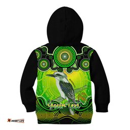 Personalised Australia Sagittarius Kookaburra Zodiac Kid Hoodie Auz Astrology Aboriginal Green