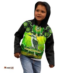 Personalised Australia Sagittarius Kookaburra Zodiac Kid Hoodie Auz Astrology Aboriginal Green