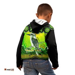 Personalised Australia Sagittarius Kookaburra Zodiac Kid Hoodie Auz Astrology Aboriginal Green