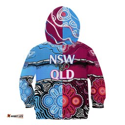 NSW Combine QLD State of Origin Kid Hoodie New South Wales and Queensland Aboriginal
